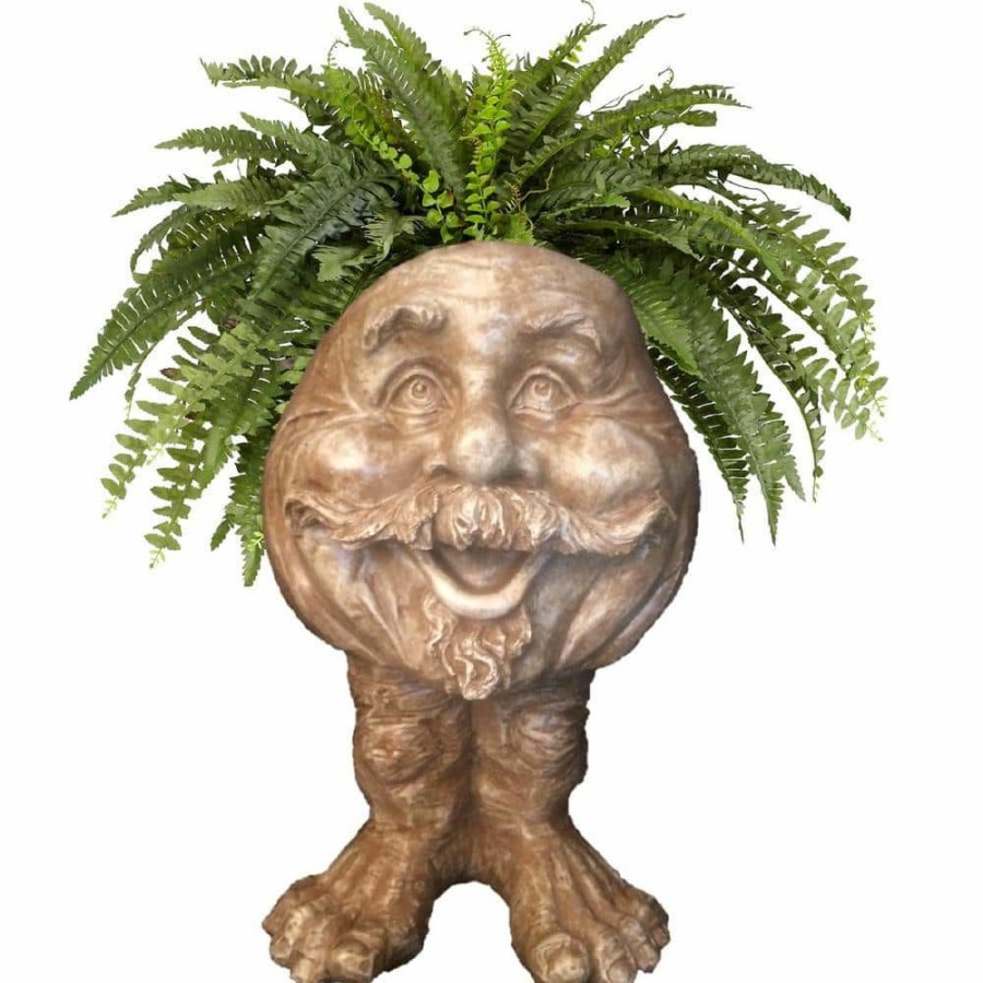 Outdoor Decor * | Homestyles 18 In. Stone Wash Uncle Nate The Muggly Statue Face Planter Holds 7 In. Pot