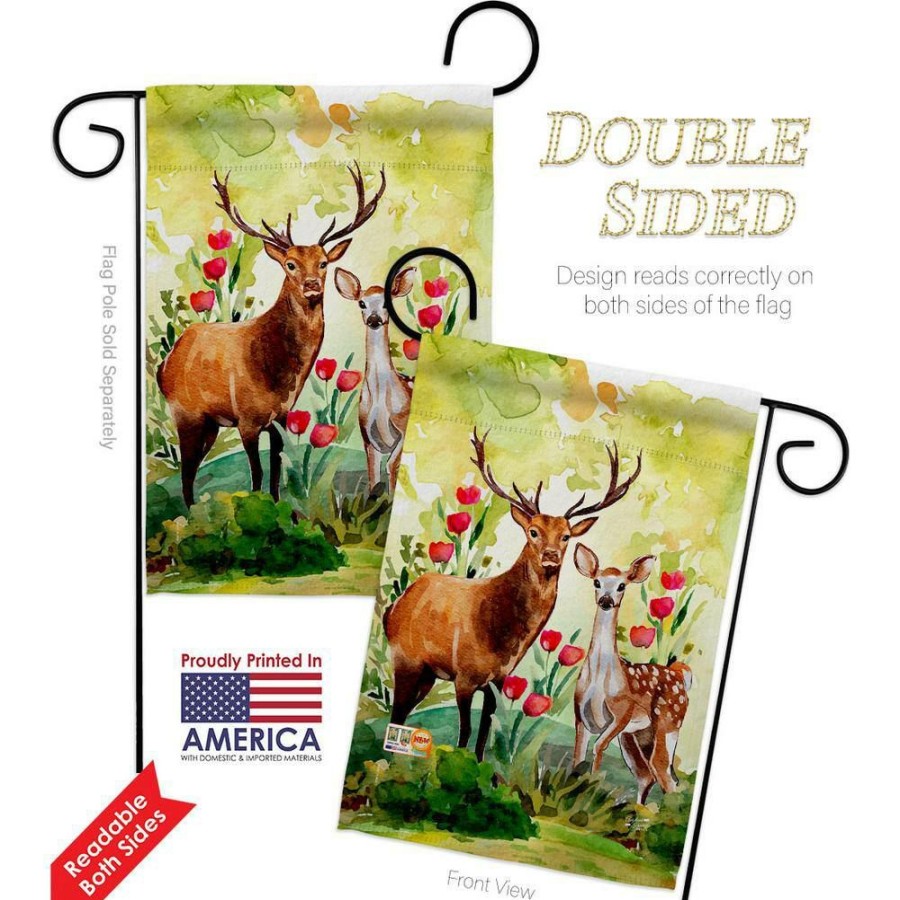 Outdoor Decor * | Angeleno Heritage Made And Designed Los Angeles California 13 In. X 18.5 In. Woodland Deers Garden Flag Double-Sided Animals Decorative Vertical Flags