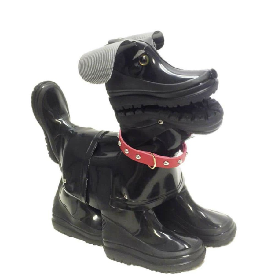 Outdoor Decor * | Homestyles 15 In. Abby The Boot Buddies Dog Sculpture And Planter Home And Garden Loyal Companion Black Gloss Statue