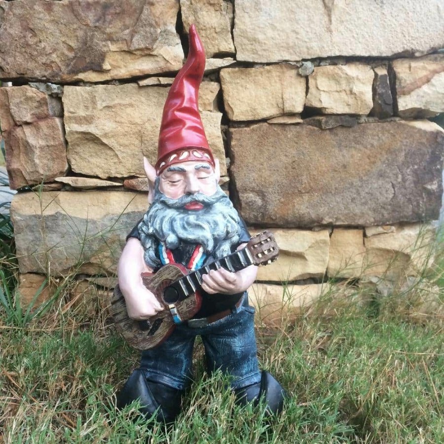 Outdoor Decor * | Homestyles 14.5 In. H Willie Elfson The Country Star Gnome Pickin' On His Old Guitar Home And Garden Gnome Statue