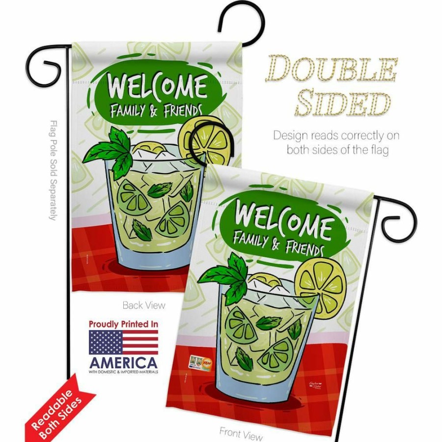 Outdoor Decor * | Angeleno Heritage Made And Designed Los Angeles California 13 In. X 18.5 In. Cool Mojito With Friends Beverages Double-Sided Garden Flag Beverages Decorative Vertical Flags