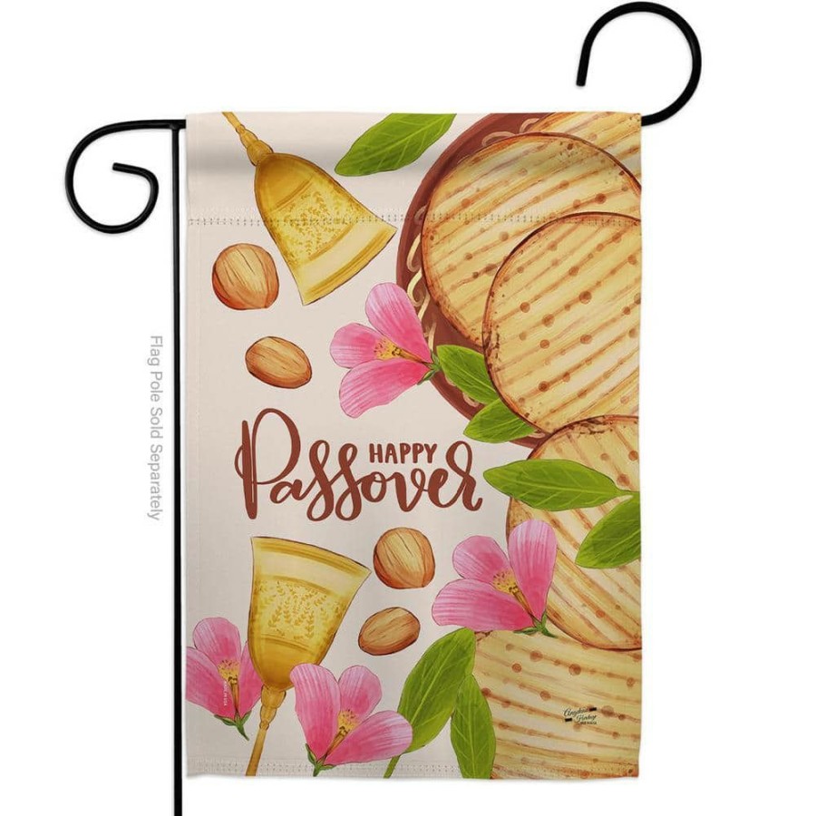 Outdoor Decor * | Angeleno Heritage Made And Designed Los Angeles California 13 In. X 18.5 In. Happy Pesach Religious Double-Sided Garden Flag Religious Decorative Vertical Flags