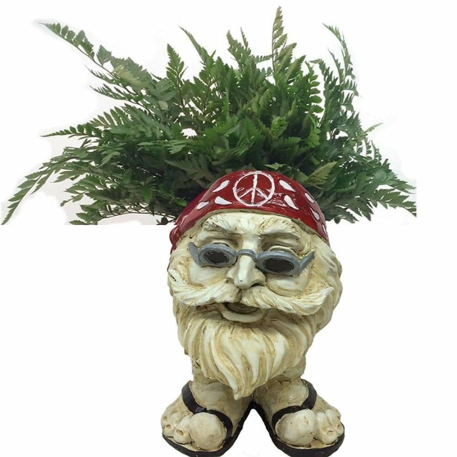 Outdoor Decor * | Homestyles 13 In. H Hippie Jerry Antique White Muggly Face Planter In Groovy 1960'S Attire Statue Holds 4 In. Pot