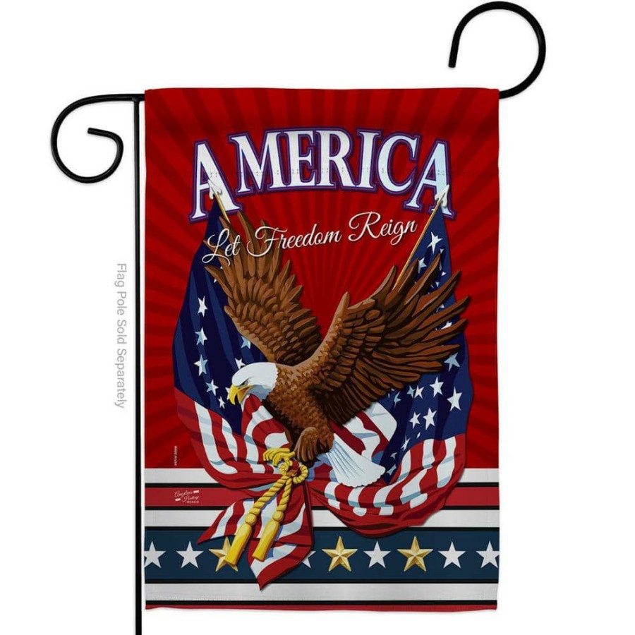 Outdoor Decor * | Angeleno Heritage Made And Designed Los Angeles California 13 In. X 18.5 In. Let Freedom Reign Patriotic Double-Sided Garden Flag Patriotic Decorative Vertical Flags