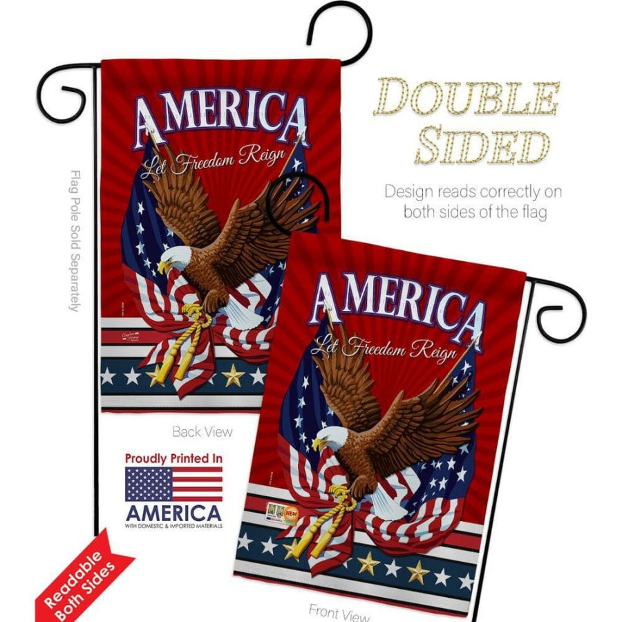 Outdoor Decor * | Angeleno Heritage Made And Designed Los Angeles California 13 In. X 18.5 In. Let Freedom Reign Patriotic Double-Sided Garden Flag Patriotic Decorative Vertical Flags