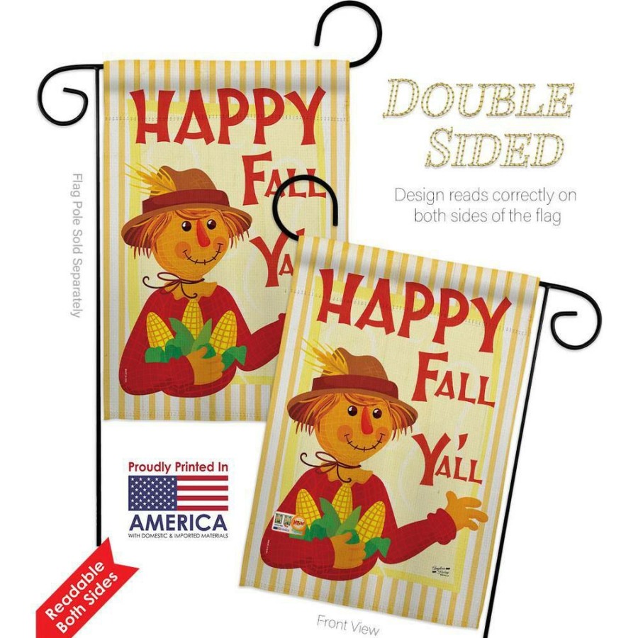 Outdoor Decor * | Angeleno Heritage Made And Designed Los Angeles California 13 In. X 18.5 In. Fall Scarecrow Garden Flag Double-Sided Fall Decorative Vertical Flags