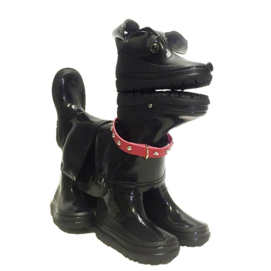 Outdoor Decor * | Homestyles 15 In. Buster The Boot Buddies Dog Sculpture And Planter Home And Garden Loyal Companion Black Gloss Statue