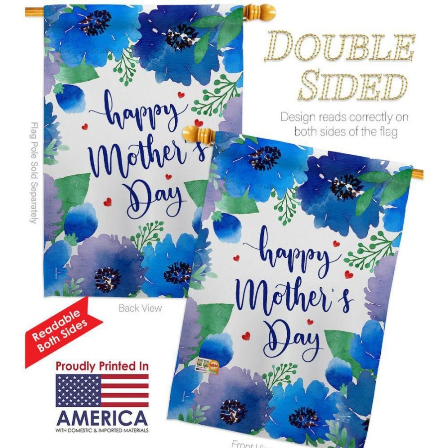 Outdoor Decor * | Angeleno Heritage Made And Designed Los Angeles California 28 In. X 40 In. Royal Floral Mother'S Day Family House Flag Double-Sided Decorative Vertical Flags