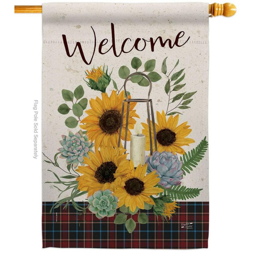 Outdoor Decor * | Angeleno Heritage Made And Designed Los Angeles California 28 In. X 40 In. Welcome Sunflower Spring House Flag Double-Sided Decorative Vertical Flags