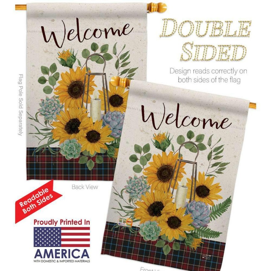 Outdoor Decor * | Angeleno Heritage Made And Designed Los Angeles California 28 In. X 40 In. Welcome Sunflower Spring House Flag Double-Sided Decorative Vertical Flags