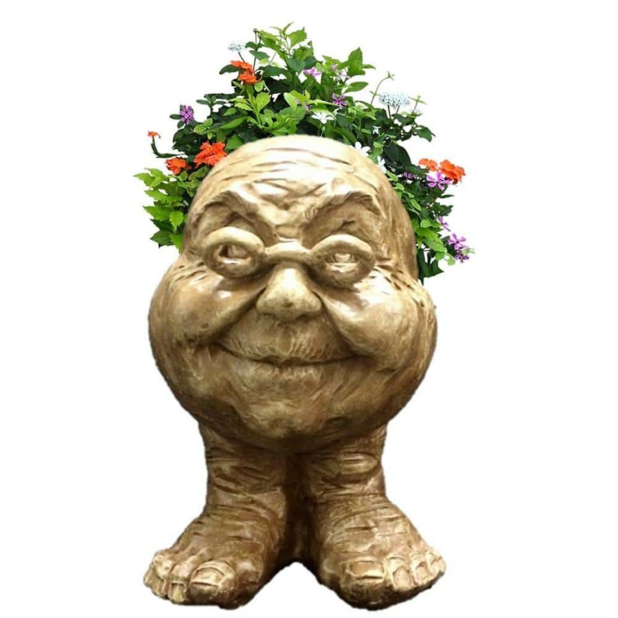 Outdoor Decor * | Homestyles 12 In. Stone Wash Grandma Violet The Muggly Statue Face Planter Holds A 4 In. Pot