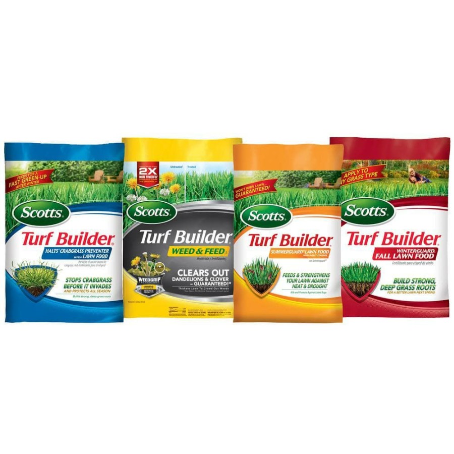 Lawn Care * | Scotts Turf Builder Fertilizer Bundle For Small Yards (Northern) With Halts, Weed & Feed, Summerguard, And Fall Lawn Food