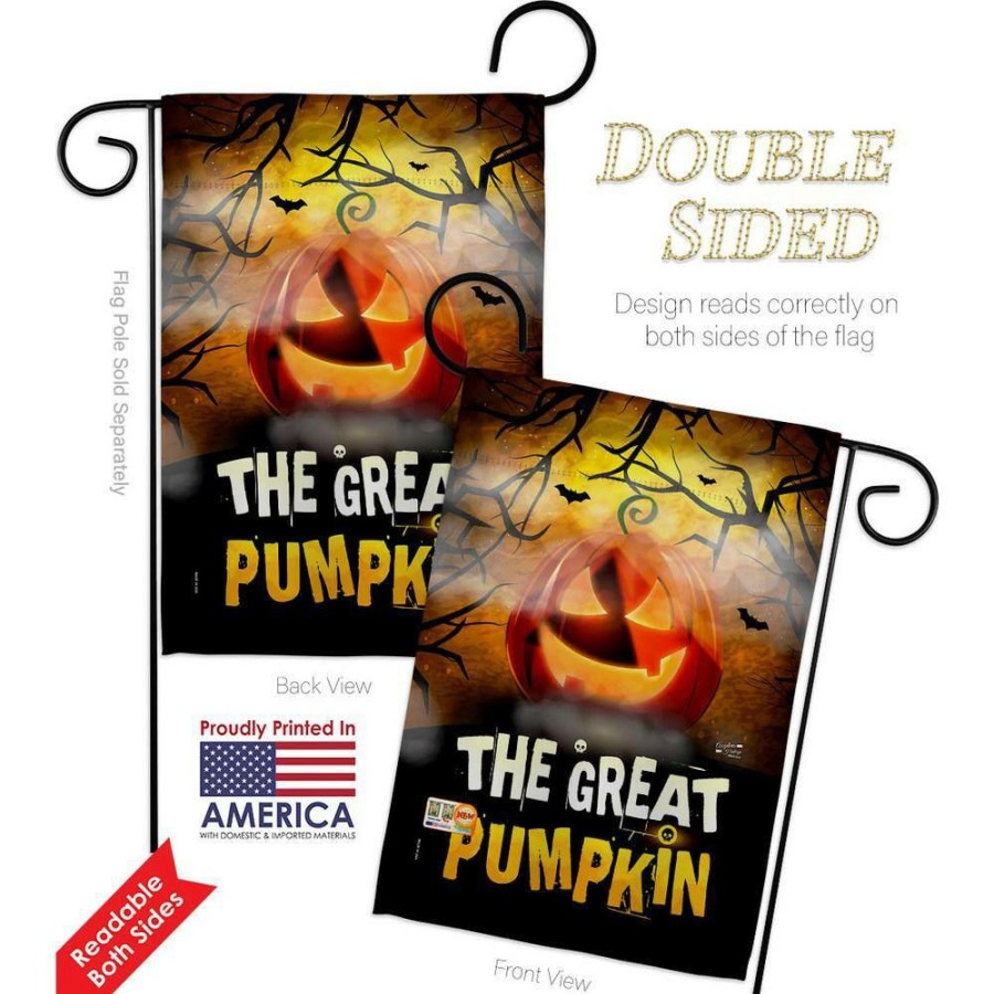 Outdoor Decor * | Angeleno Heritage Made And Designed Los Angeles California 13 In. X 18.5 In. The Great Pumpkin Garden Flag Double-Sided Fall Decorative Vertical Flags