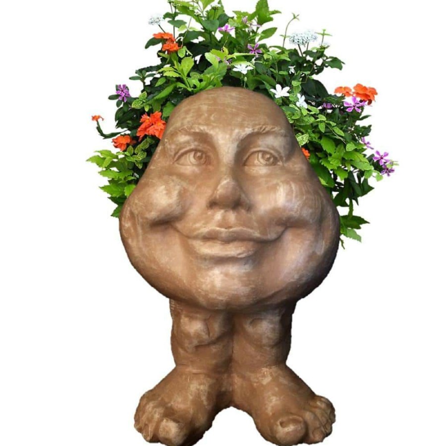 Outdoor Decor * | Homestyles 12 In. Stone Wash Daisy The Muggly Statue Face Planter Holds 4 In. Pot