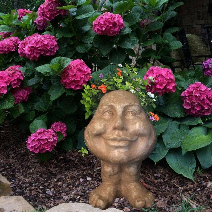 Outdoor Decor * | Homestyles 12 In. Stone Wash Daisy The Muggly Statue Face Planter Holds 4 In. Pot