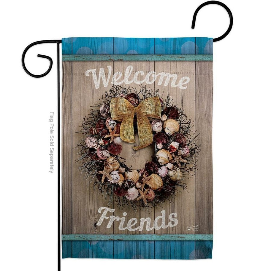 Outdoor Decor * | Angeleno Heritage Made And Designed Los Angeles California 13 In. X 18.5 In. Welcome Breeze Wreath Coastal Double-Sided Garden Flag Coastal Decorative Vertical Flags