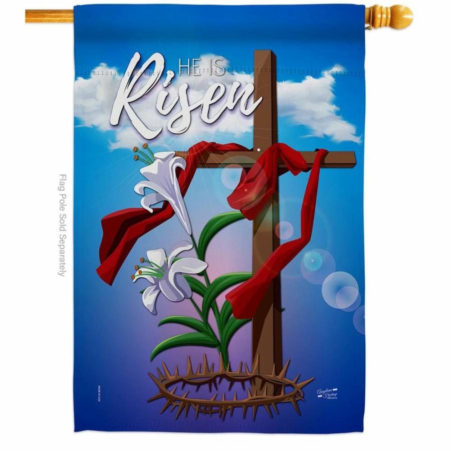 Outdoor Decor * | Angeleno Heritage Made And Designed Los Angeles California 28 In. X 40 In. Easter Cross Religious House Flag Double-Sided Decorative Vertical Flags