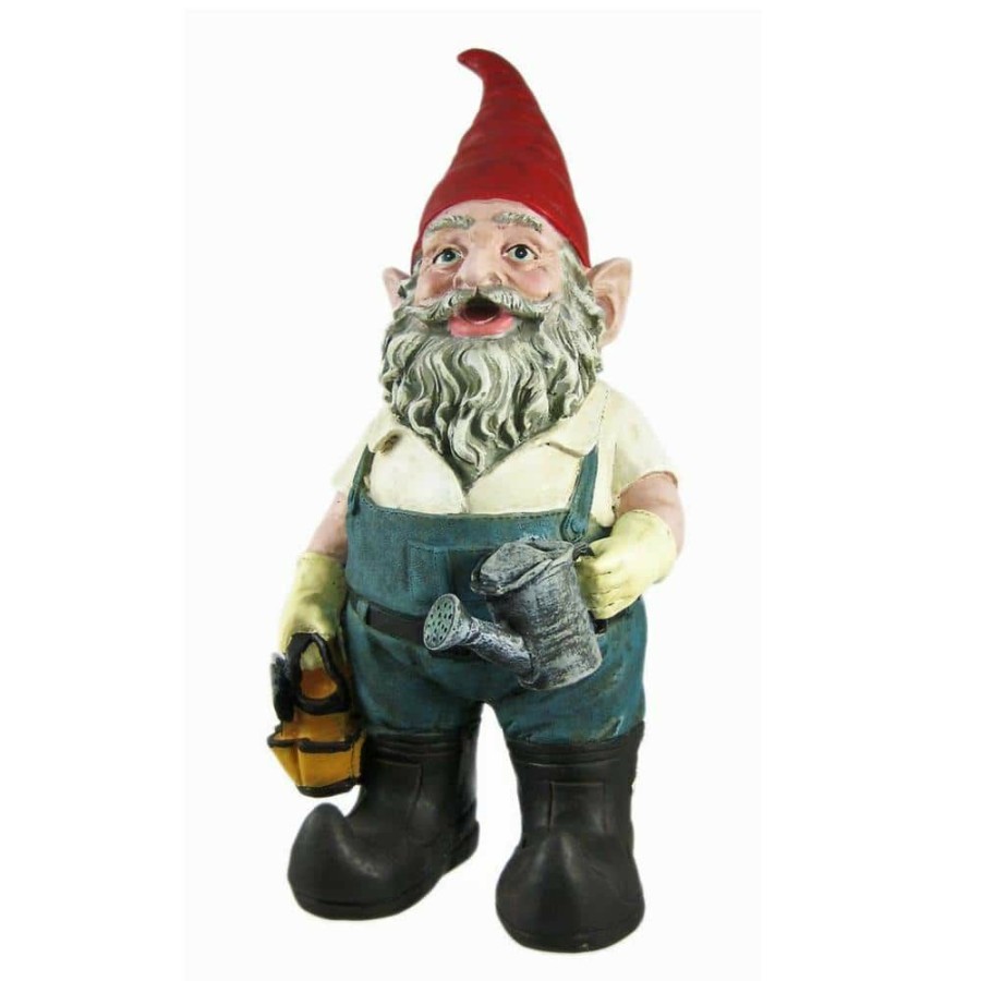 Outdoor Decor * | Homestyles 14 In. H Gardener Gnome Holding A Watering Can And Garden Tool Bag Home And Garden Gnome Statue