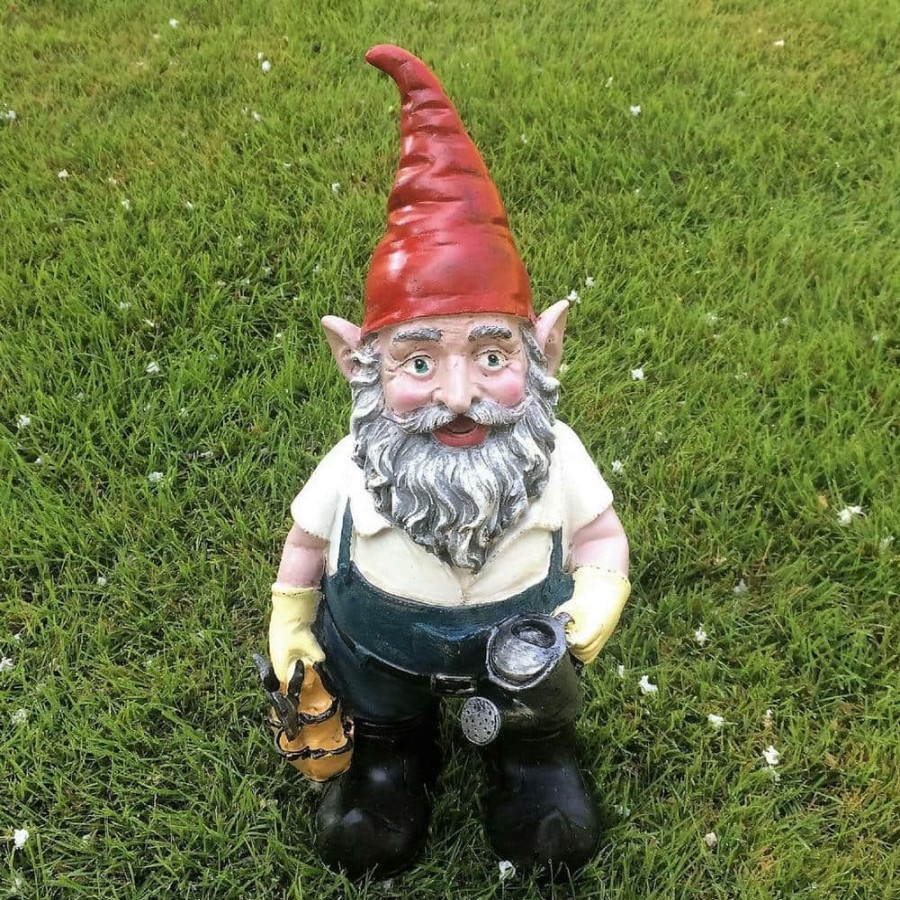 Outdoor Decor * | Homestyles 14 In. H Gardener Gnome Holding A Watering Can And Garden Tool Bag Home And Garden Gnome Statue