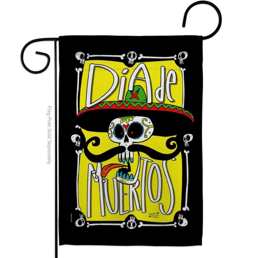 Outdoor Decor * | Angeleno Heritage Made And Designed Los Angeles California 13 In. X 18.5 In. Dia De Muertos Skull Garden Flag Double-Sided Fall Decorative Vertical Flags