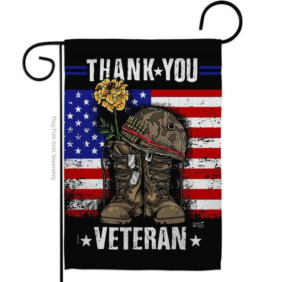 Outdoor Decor * | Angeleno Heritage Made And Designed Los Angeles California 13 In. X 18.5 In. Thank You Veteran Armed Forces Double-Sided Garden Flag Armed Forces Decorative Vertical Flags