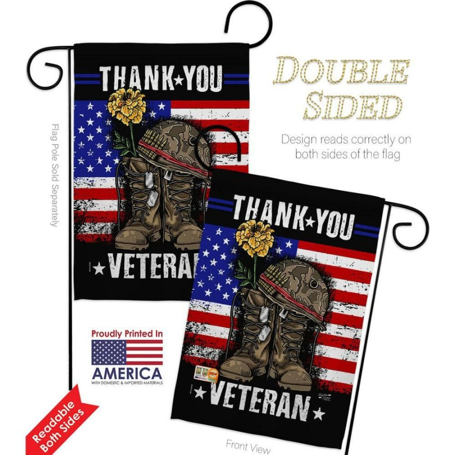 Outdoor Decor * | Angeleno Heritage Made And Designed Los Angeles California 13 In. X 18.5 In. Thank You Veteran Armed Forces Double-Sided Garden Flag Armed Forces Decorative Vertical Flags