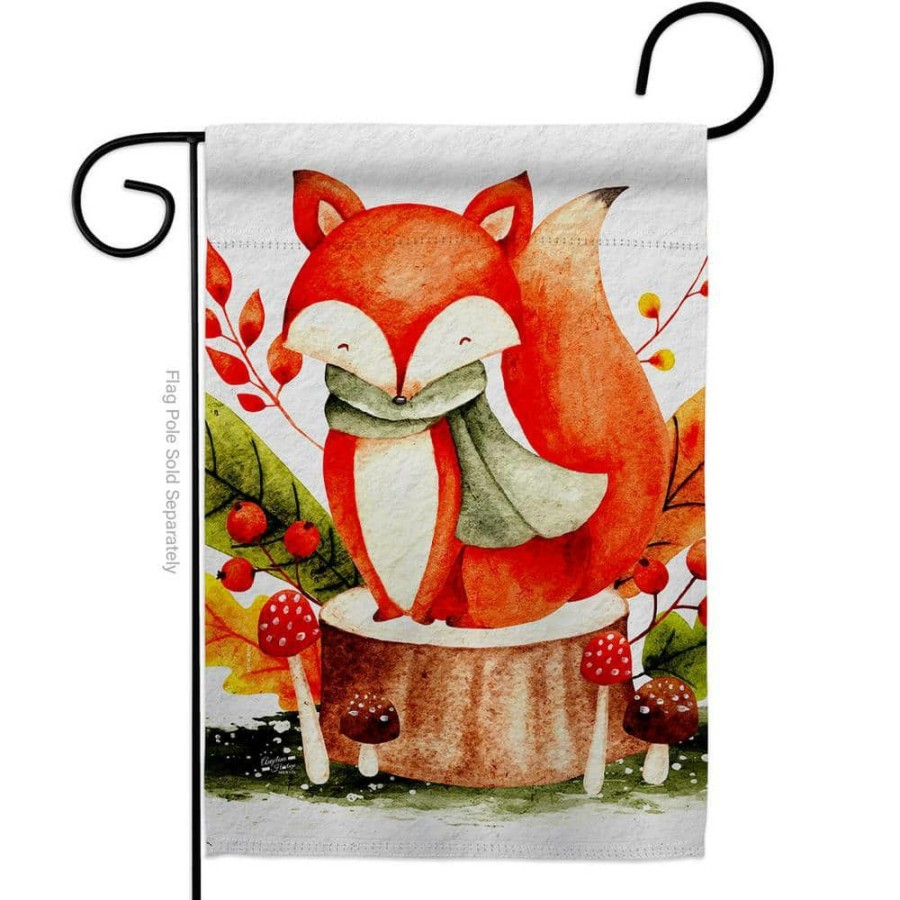 Outdoor Decor * | Angeleno Heritage Made And Designed Los Angeles California 13 In. X 18.5 In. Autumn Fox Garden Flag Double-Sided Fall Decorative Vertical Flags