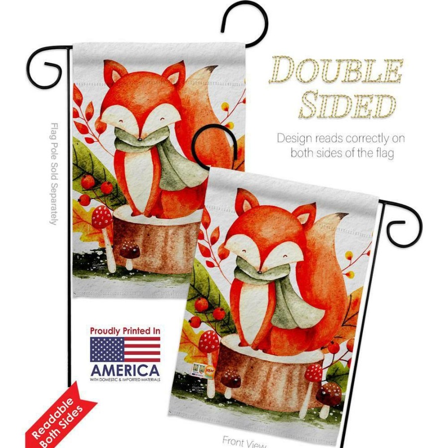 Outdoor Decor * | Angeleno Heritage Made And Designed Los Angeles California 13 In. X 18.5 In. Autumn Fox Garden Flag Double-Sided Fall Decorative Vertical Flags