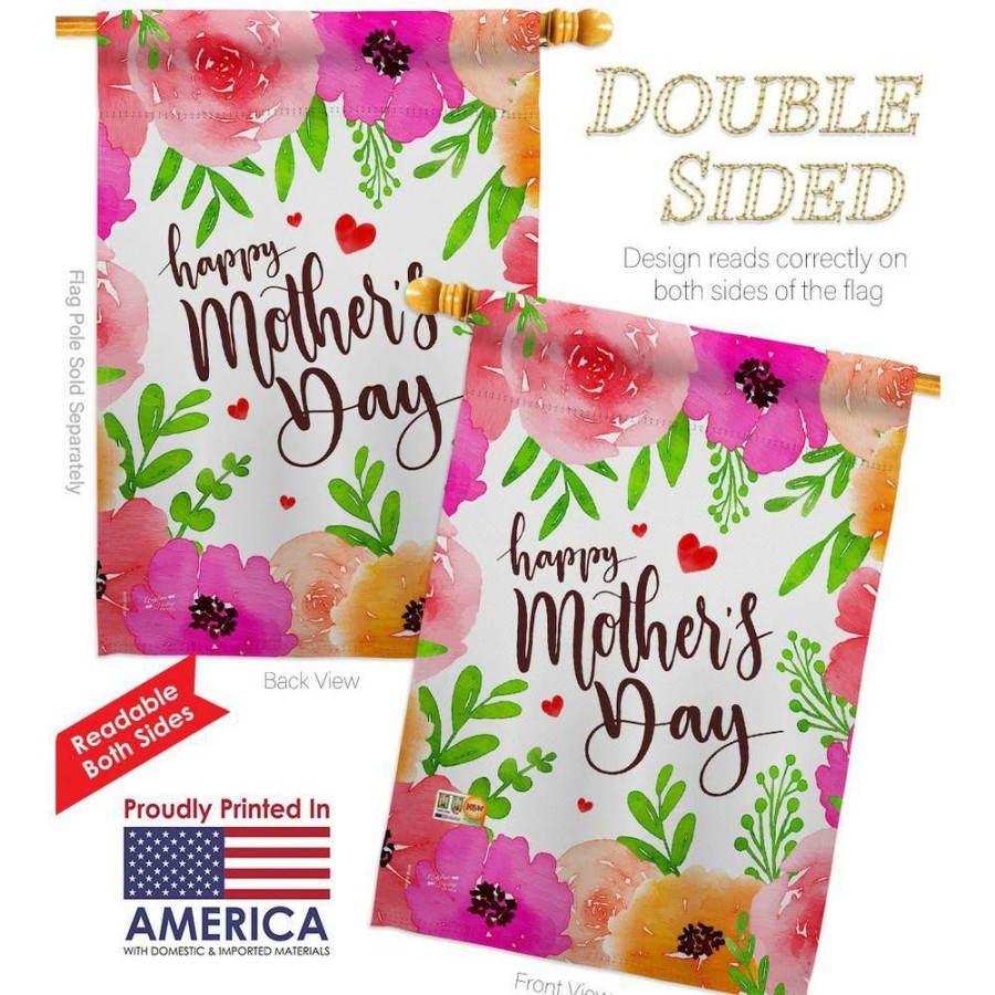 Outdoor Decor * | Angeleno Heritage Made And Designed Los Angeles California 28 In. X 40 In. Colorful Happy Mother'S Day Family House Flag Double-Sided Decorative Vertical Flags