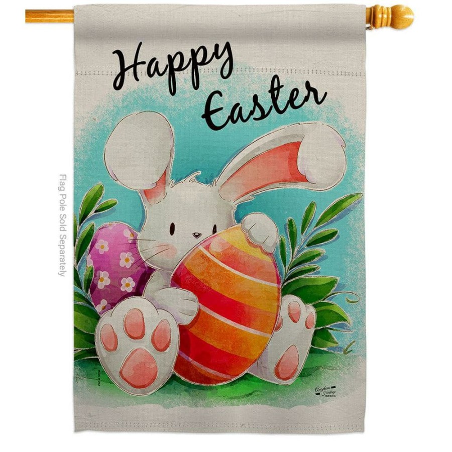 Outdoor Decor * | Angeleno Heritage Made And Designed Los Angeles California 28 In. X 40 In. Easter Bunny Spring House Flag Double-Sided Decorative Vertical Flags