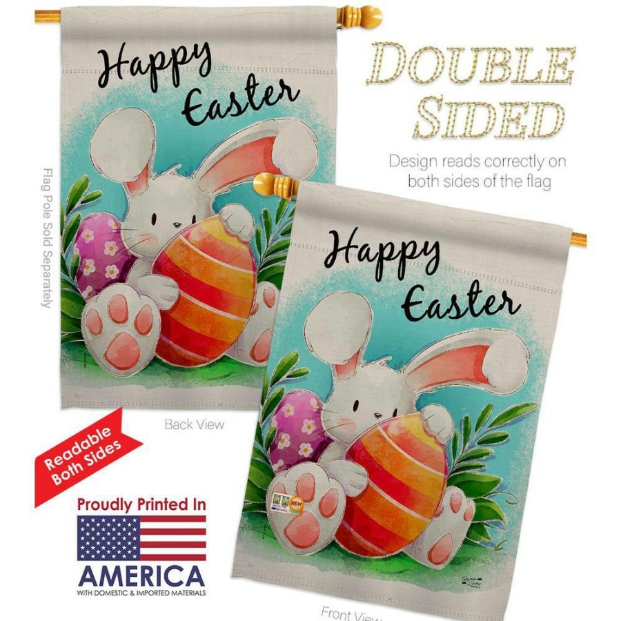 Outdoor Decor * | Angeleno Heritage Made And Designed Los Angeles California 28 In. X 40 In. Easter Bunny Spring House Flag Double-Sided Decorative Vertical Flags