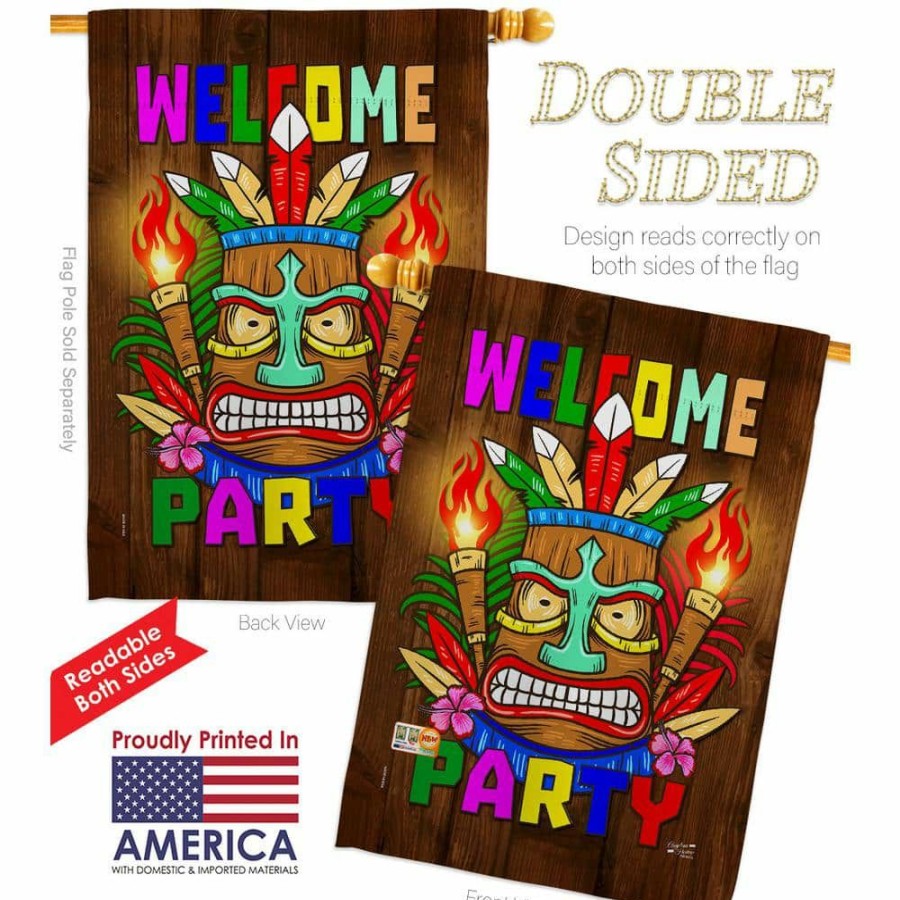 Outdoor Decor * | Angeleno Heritage Made And Designed Los Angeles California 28 In. X 40 In. Welcome Tiki Party Celebration House Flag Double-Sided Decorative Vertical Flags