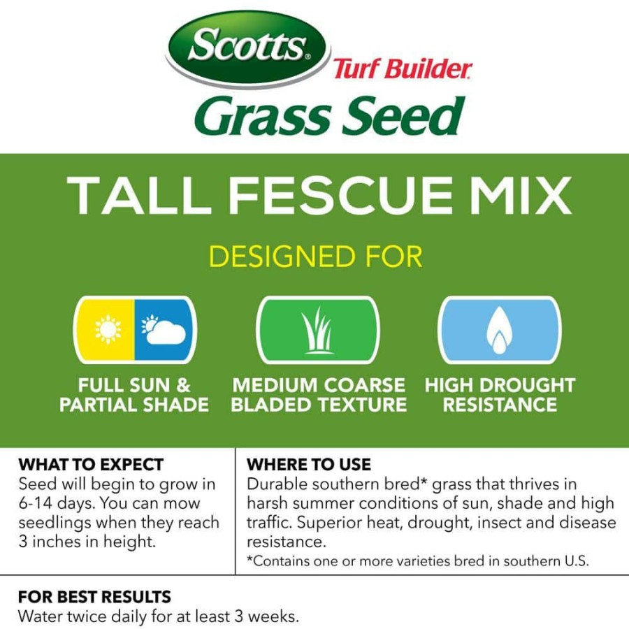 Lawn Care * | Scotts 3 Lb. Turf Builder Grass Seed Tall Fescue Mix Grows Deep Roots For A Durable, Livable Lawn Resistant To Heat And Drought