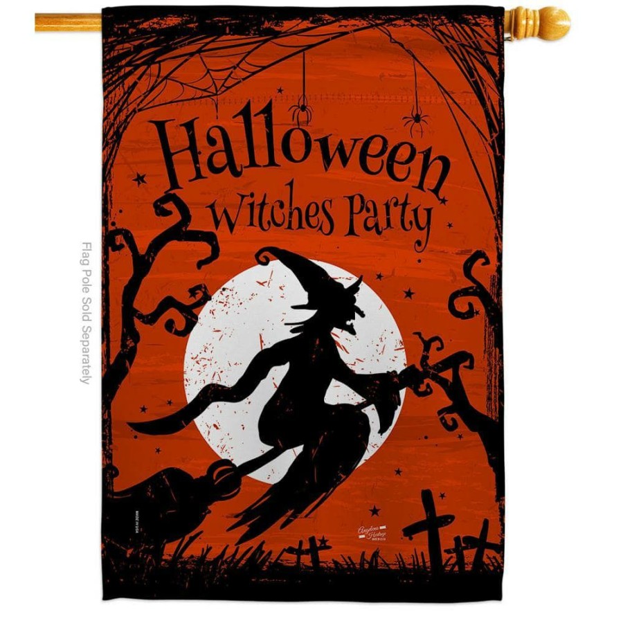 Outdoor Decor * | Angeleno Heritage Made And Designed Los Angeles California 28 In. X 40 In. Witches Party Fall House Flag Double-Sided Decorative Vertical Flags