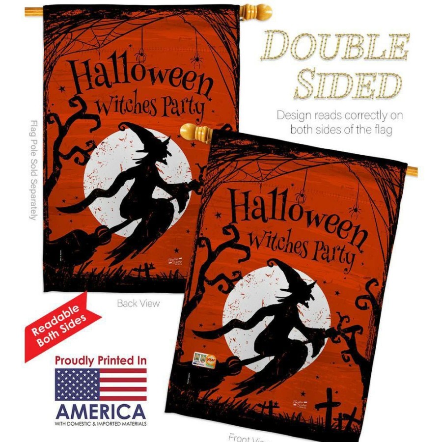 Outdoor Decor * | Angeleno Heritage Made And Designed Los Angeles California 28 In. X 40 In. Witches Party Fall House Flag Double-Sided Decorative Vertical Flags