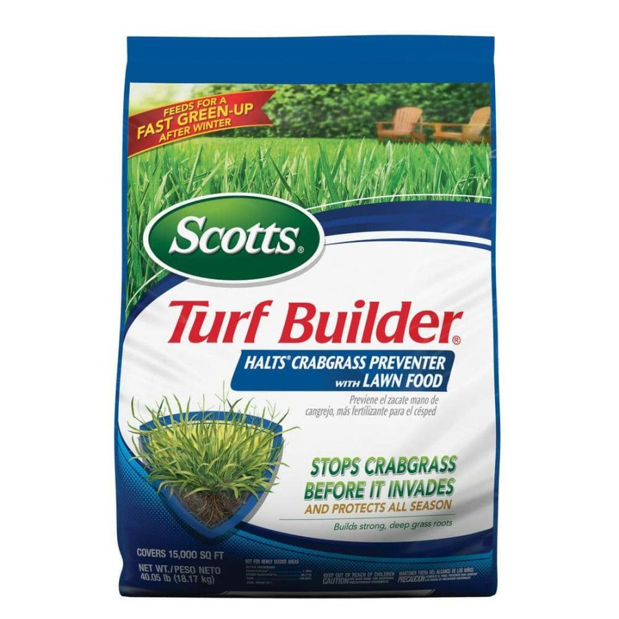 Lawn Care * | Scotts Turf Builder 40.05 Lbs. 15,000 Sq. Ft. Halts Crabgrass Preventer With Lawn Fertilizer