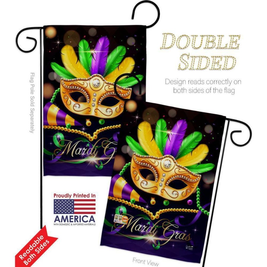 Outdoor Decor * | Angeleno Heritage Made And Designed Los Angeles California 13 In. X 18.5 In. Mardi Gras Party Spring Double-Sided Garden Flag Spring Decorative Vertical Flags