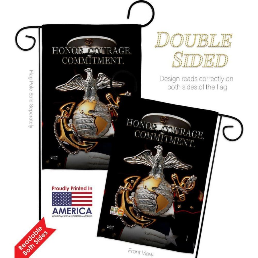 Outdoor Decor * | Angeleno Heritage Made And Designed Los Angeles California 13 In. X 18.5 In. Honor Courage Commitment Garden Flag Double-Sided Armed Forces Marine Corps Decorative