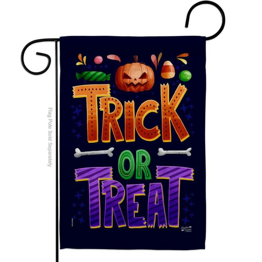 Outdoor Decor * | Angeleno Heritage Made And Designed Los Angeles California 13 In. X 18.5 In. Trick Or Treat Garden Flag Double-Sided Fall Decorative Vertical Flag