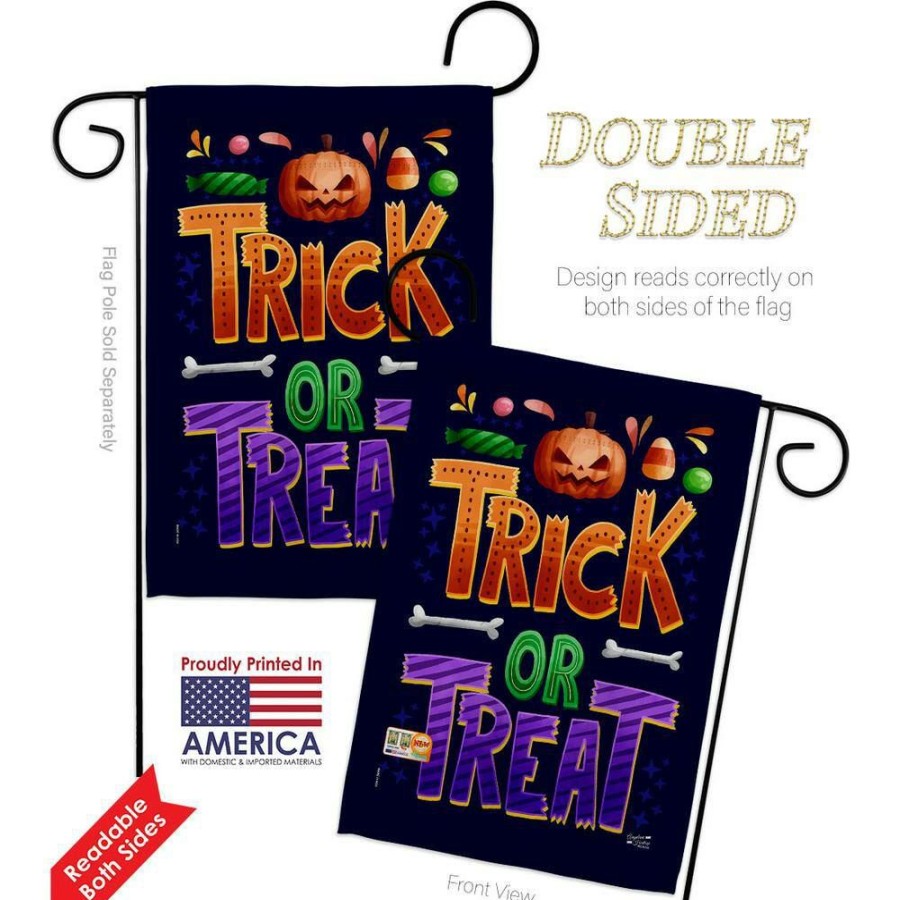 Outdoor Decor * | Angeleno Heritage Made And Designed Los Angeles California 13 In. X 18.5 In. Trick Or Treat Garden Flag Double-Sided Fall Decorative Vertical Flag