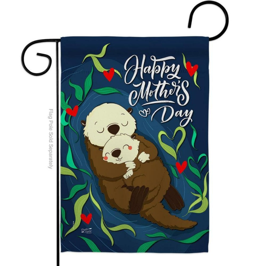 Outdoor Decor * | Angeleno Heritage Made And Designed Los Angeles California 13 In. X 18.5 In. Otter Mother Day Family Double-Sided Garden Flag Family Decorative Vertical Flags