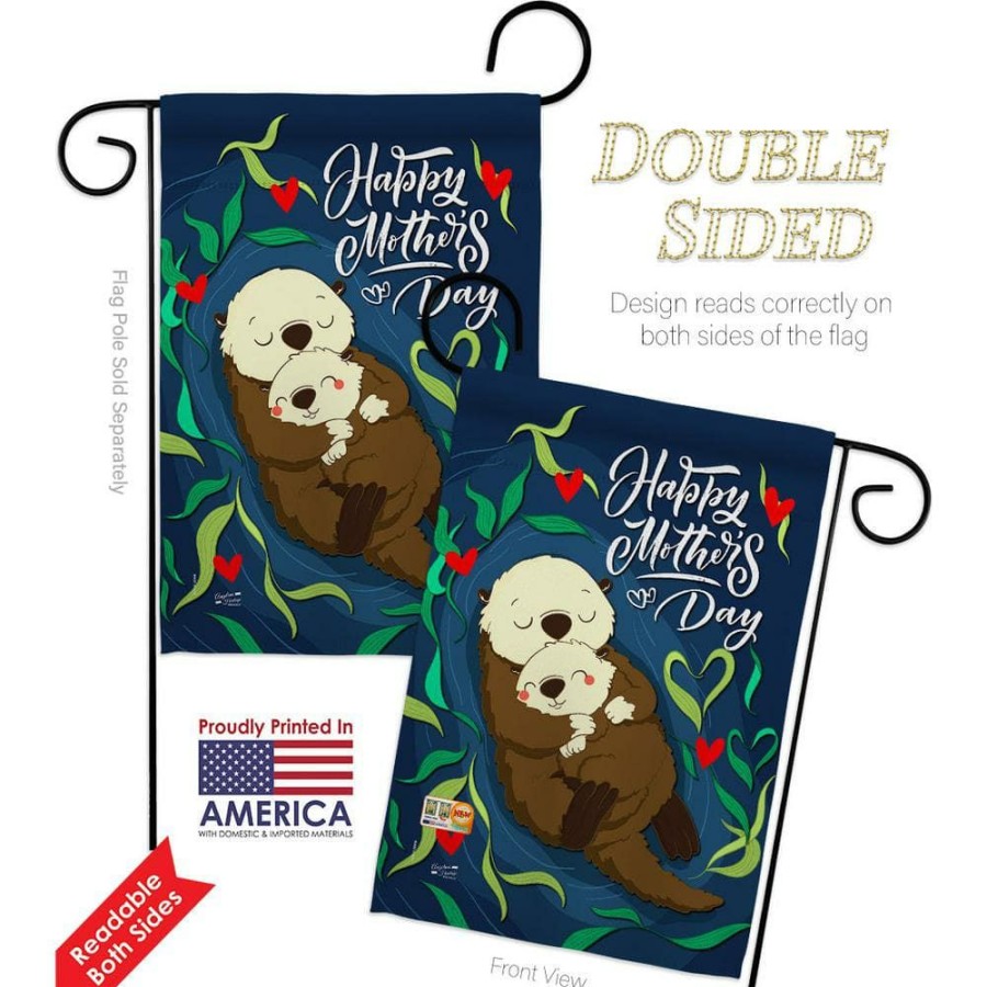 Outdoor Decor * | Angeleno Heritage Made And Designed Los Angeles California 13 In. X 18.5 In. Otter Mother Day Family Double-Sided Garden Flag Family Decorative Vertical Flags