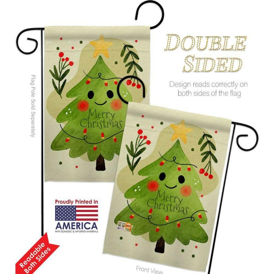 Outdoor Decor * | Angeleno Heritage Made And Designed Los Angeles California 13 In. X 18.5 In. Mr Christmas Tree Garden Flag Double-Sided Winter Decorative Vertical Flags