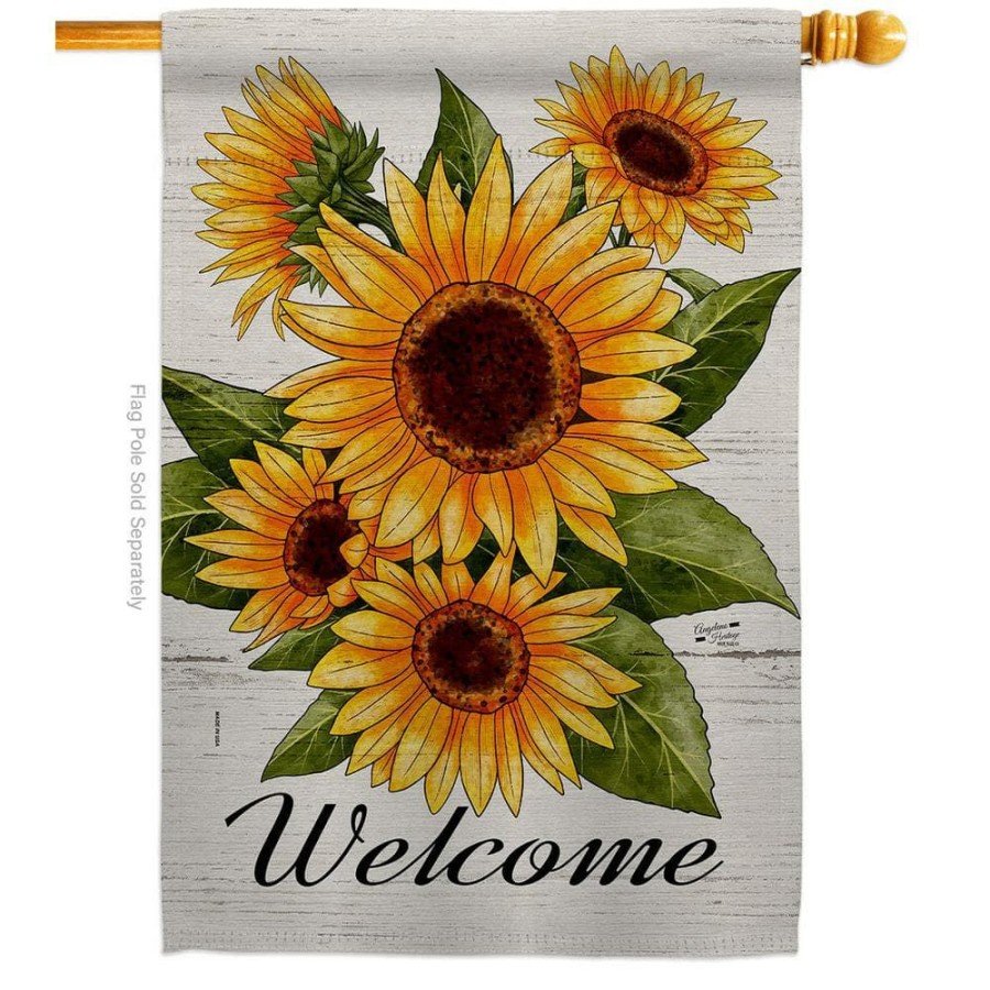 Outdoor Decor * | Angeleno Heritage Made And Designed Los Angeles California 28 In. X 40 In. Happiness Sunflowers Spring House Flag Double-Sided Decorative Vertical Flags