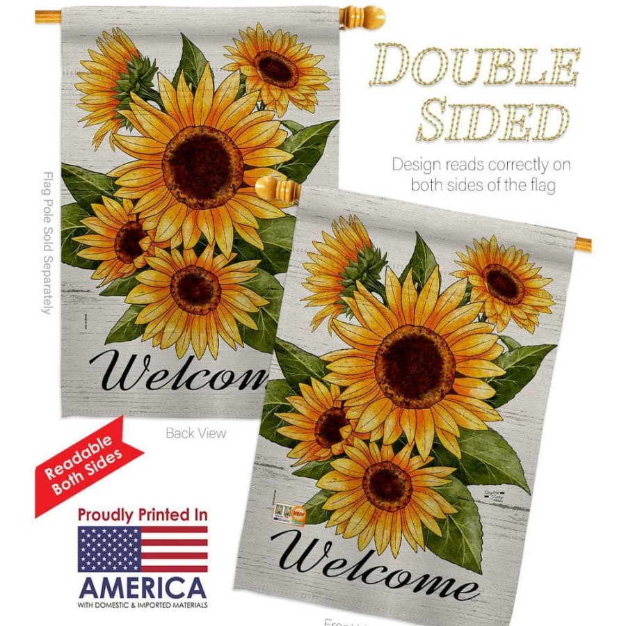 Outdoor Decor * | Angeleno Heritage Made And Designed Los Angeles California 28 In. X 40 In. Happiness Sunflowers Spring House Flag Double-Sided Decorative Vertical Flags