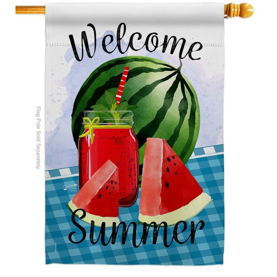 Outdoor Decor * | Angeleno Heritage Made And Designed Los Angeles California 28 In. X 40 In. Watermelon Summer Food House Flag Double-Sided Decorative Vertical Flags