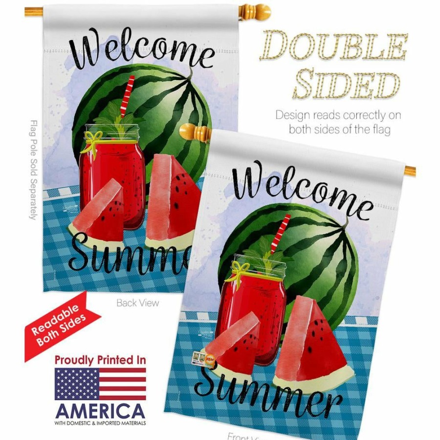 Outdoor Decor * | Angeleno Heritage Made And Designed Los Angeles California 28 In. X 40 In. Watermelon Summer Food House Flag Double-Sided Decorative Vertical Flags