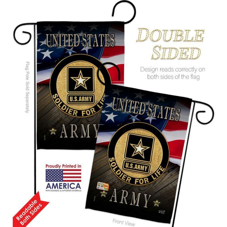 Outdoor Decor * | Angeleno Heritage Made And Designed Los Angeles California 13 In. X 18.5 In. Us Army Soldier For Life Garden Flag Double-Sided Armed Forces Decorative Vertical Flags