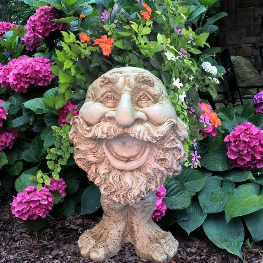 Outdoor Decor * | Homestyles 18 In. Antique White Ole Salty The Muggly Statue Face Planter Holds 7 In. Pot