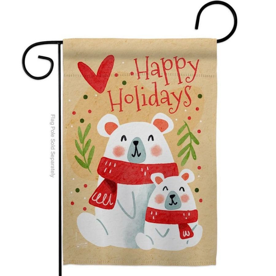 Outdoor Decor * | Angeleno Heritage Made And Designed Los Angeles California 13 In. X 18.5 In. Beary Happy Holiday Winter Wonderland Garden Flag Double-Sided Decorative Vertical Flags